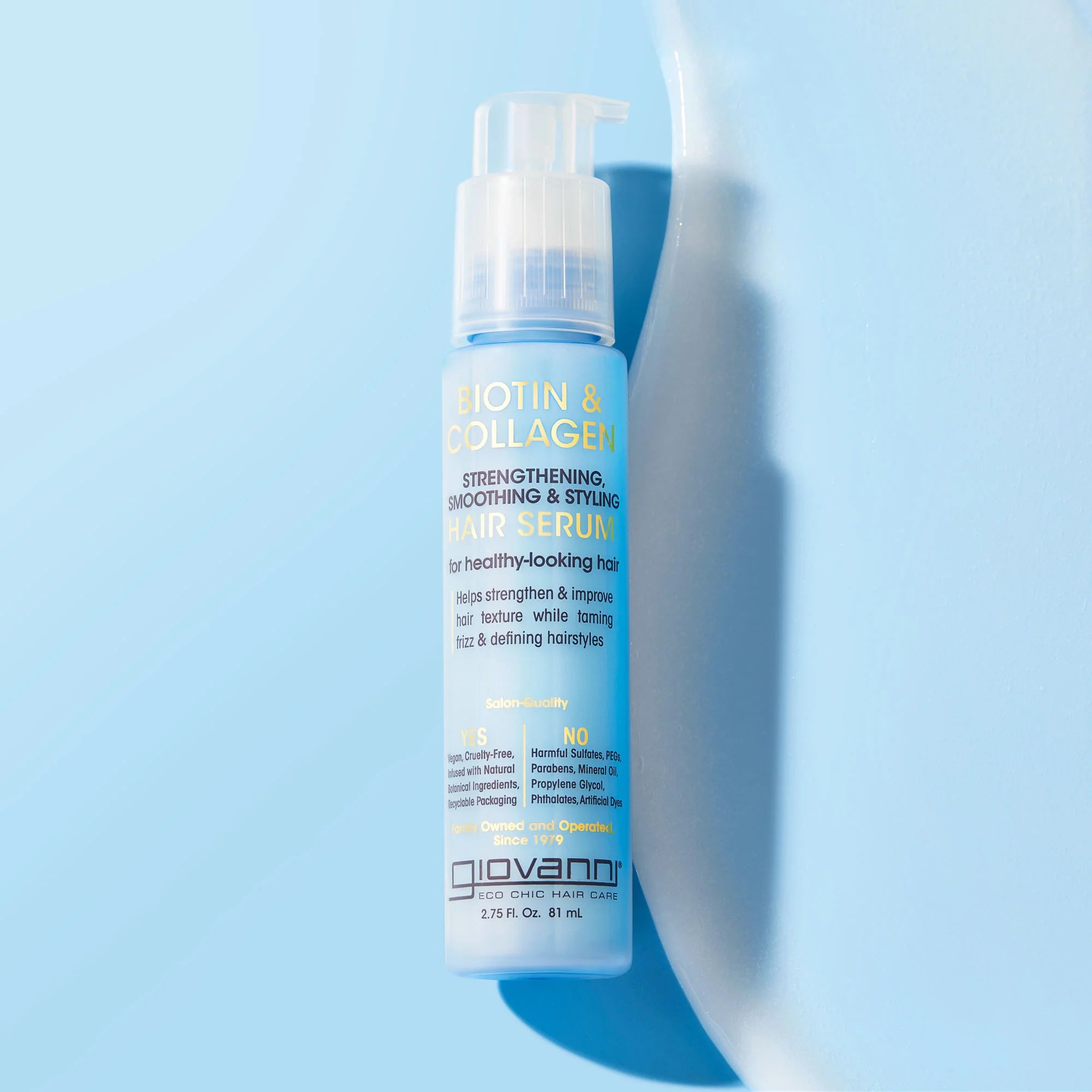 Smoothing & Styling Hair Serum, Biotin & Collagen Strengthening -  Giovanni Cosmetics - 81ml