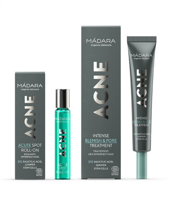 Acne Acute Spot Roll-on & Acne Intense Blemish & Pore Treatment - Madara